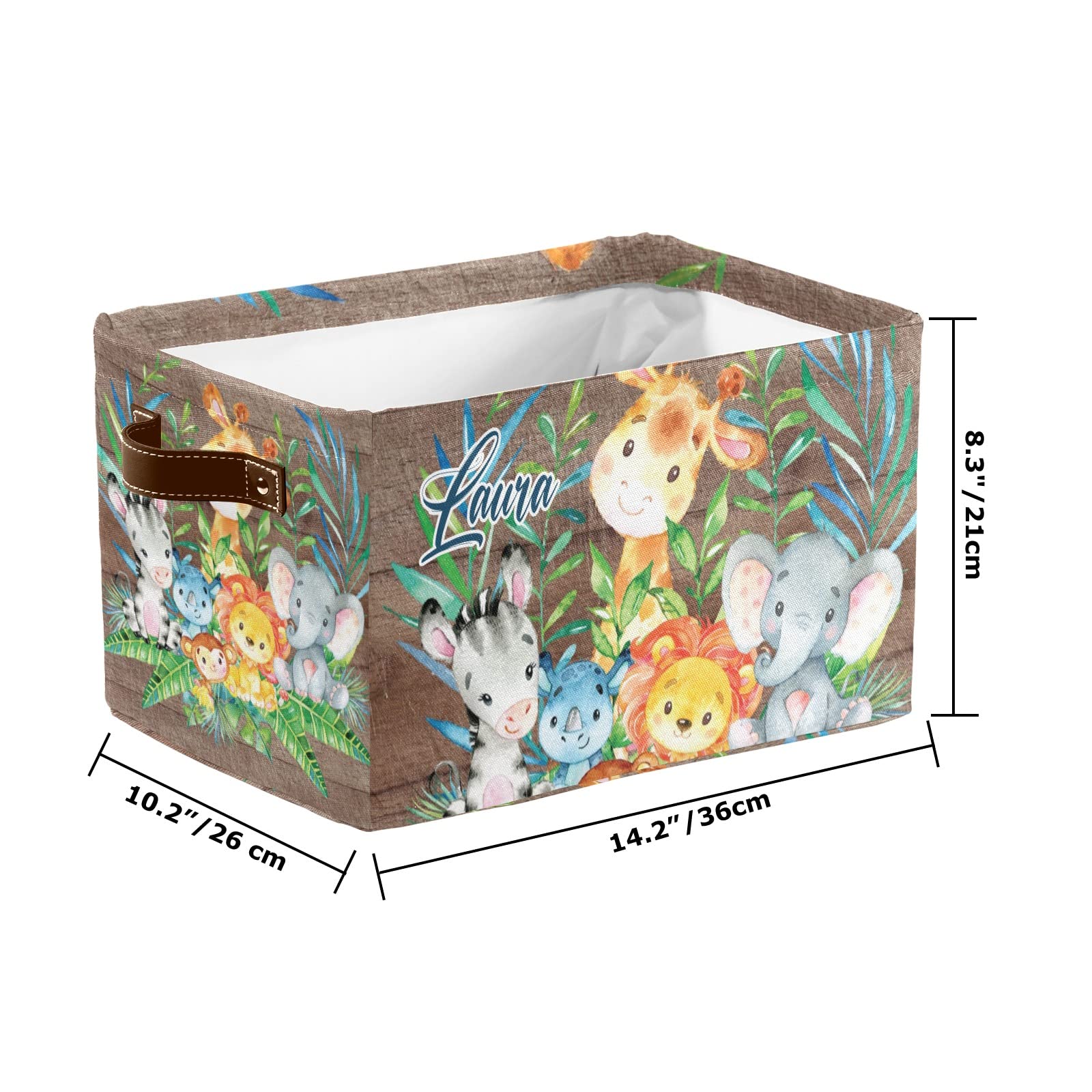 Personalized Animal Forest Waterproof Storage Box - Custom Name Cloth Towel & Book Organizer for Bathroom, Office & Nursery (1 Pack) | Durable Multi-Purpose Storage Basket for Home Organization