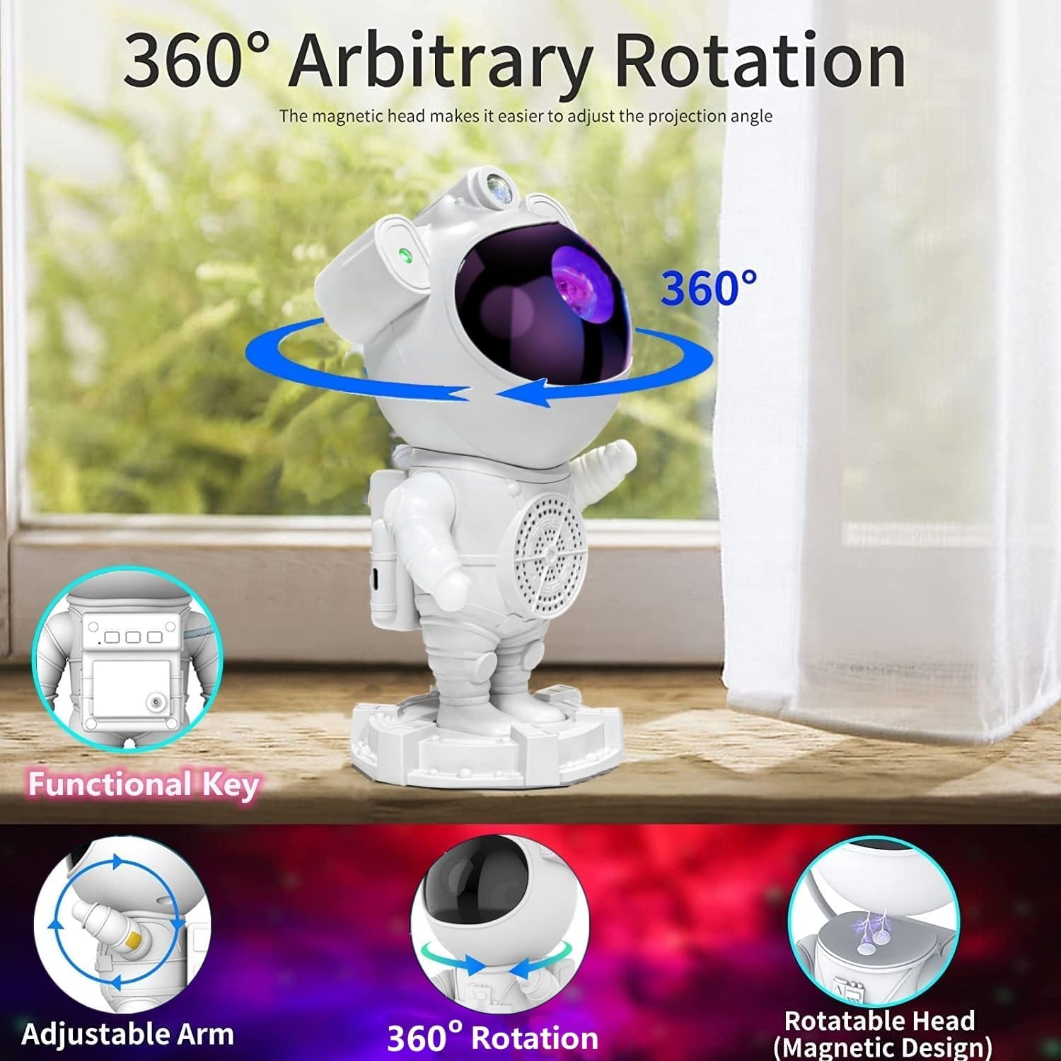 Galaxy Star Projector Night Light with Bluetooth Speaker - Astronaut Space Projector, Starry Nebula Ceiling LED Lamp with Timer for Bedroom, Perfect for Kids & Adults as Christmas & Birthday Gifts - Create a Relaxing Space for Meditation, Sleep Aid, or Romantic Ambience