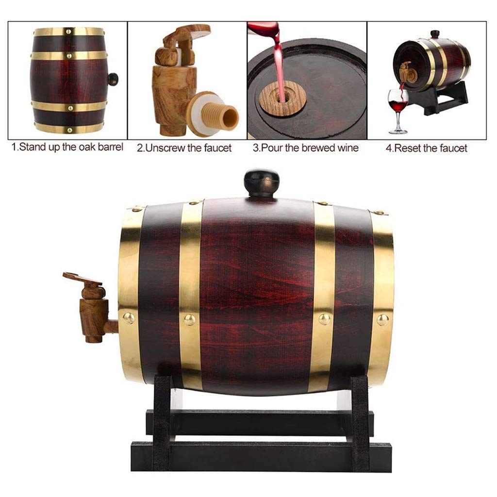 Premium 5L/10L/20L/50L Solid Oak Wine Barrel with Faucet - Aging & Storing Red Wine, Whiskey, Beer, Cocktail, Vinegar - Perfect for Home Brewing, Wine Cellars & Bar Decor