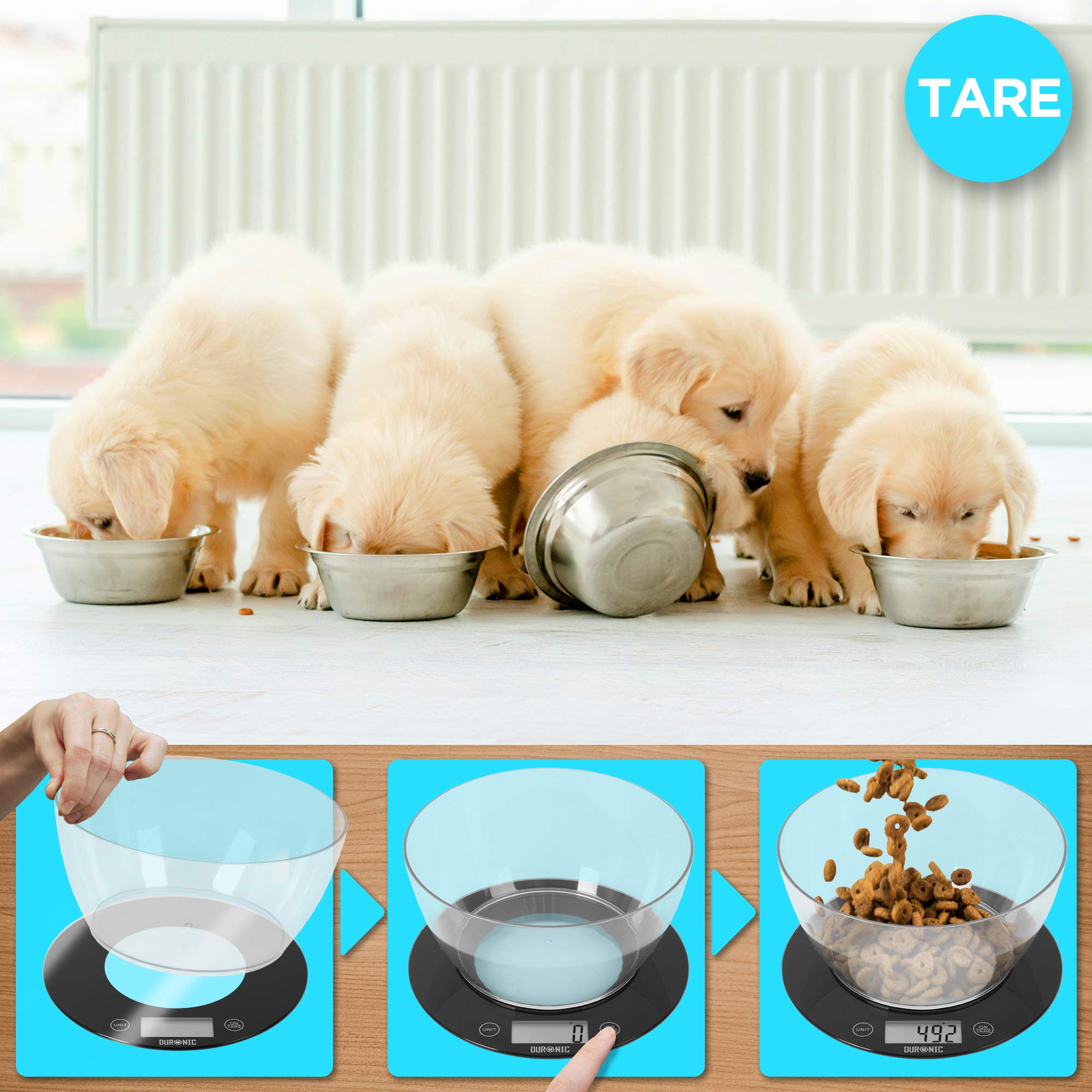 Duronic KS7000 Digital Kitchen Scale with Bowl - Precision Electronic Food Scale for Cooking, Baking, Measuring Pet Food & Postal Items - Backlit LCD Display - Perfect for Home Kitchens, Bakeries & Small Businesses