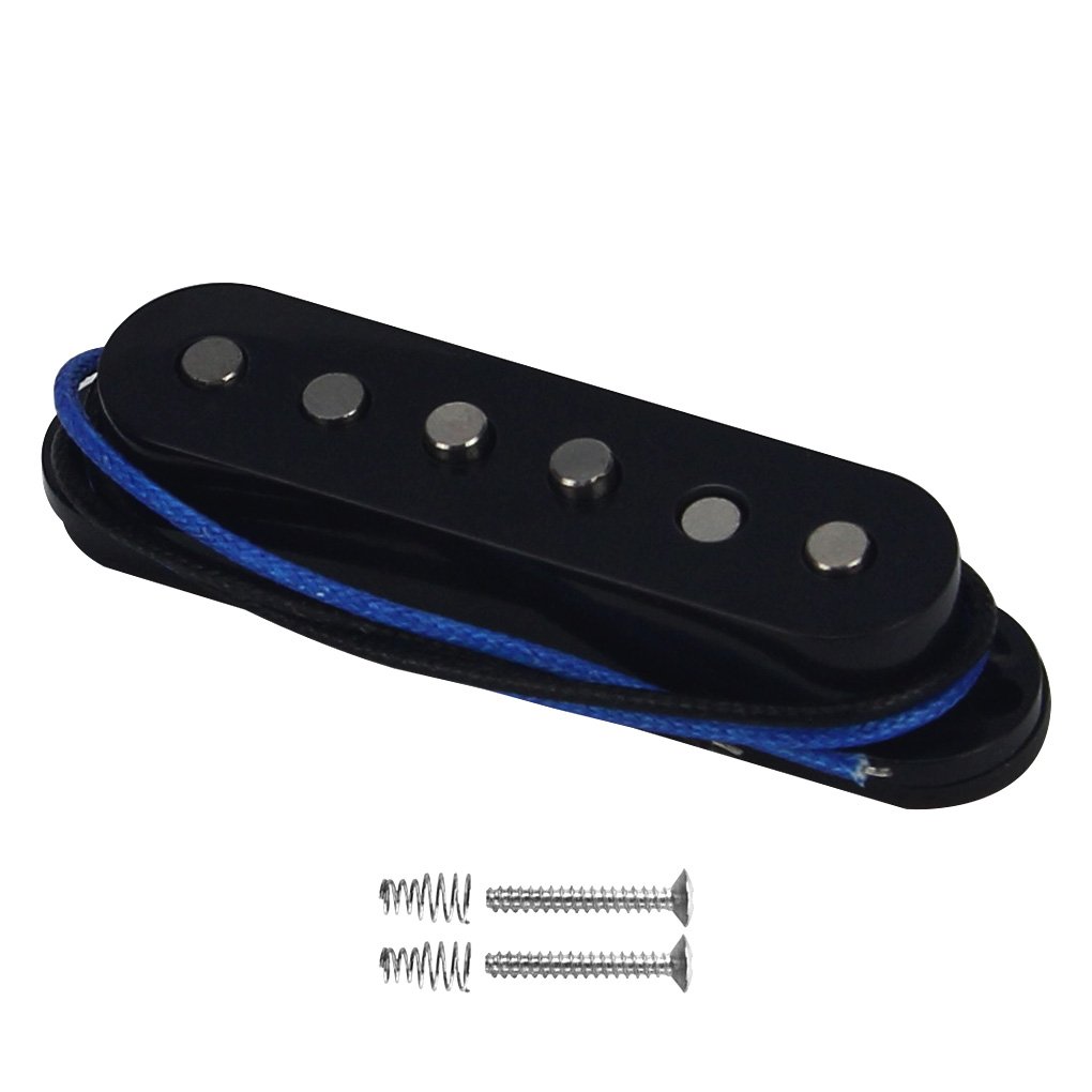 FLEOR Alnico 5 Single Coil Guitar Pickup - Middle Position for ST/SQ Style Electric Guitars (Black) | Perfect for Blues, Rock & Stratocaster-Style Tone