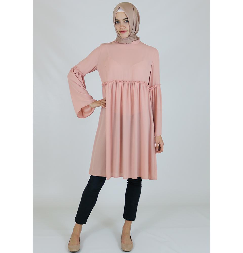 Abaci Modest Tunic TNK10956 Pink - Women's Flowy Casual Top for Everyday Wear, Work & Church Outfits