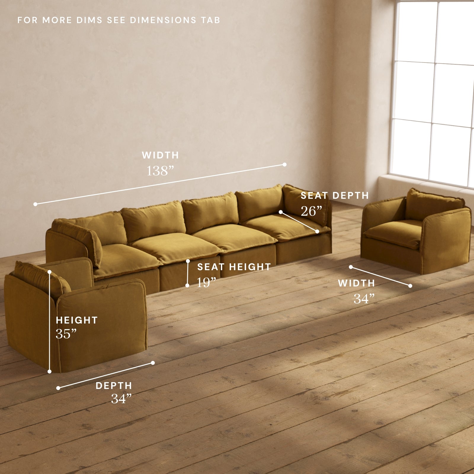 Modular Performance 4-Seater Sofa with Armchair Set in Toffee Brown | Contemporary Living Room Furniture for Relaxing & Entertaining