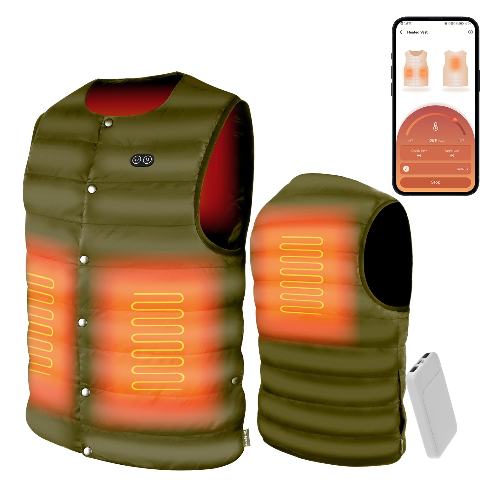 Comfytemp Men's Lightweight Heated Vest with USB Battery Pack - Electric Heating Jacket for Winter Outdoor Activities, Hunting, Camping & Work
