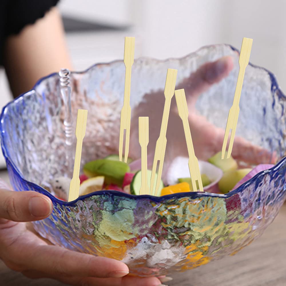 750Pcs Bamboo Forks - Eco-Friendly Wooden Appetizer Forks for Cocktail Parties, Fruit Platters, Desserts & Pastries (3.4 Inch) | Perfect for Catering, Weddings & Picnics