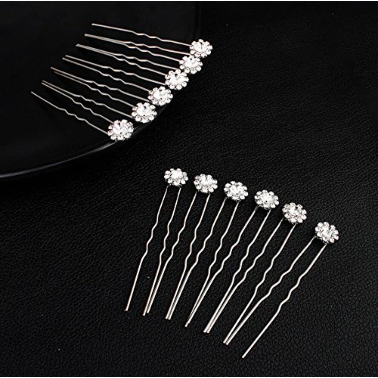 Crystal Bridal Hair Pins Set of 12 - Rhinestone Wedding Hair Accessories for Brides & Bridesmaids - Perfect for Weddings, Prom, and Formal Events