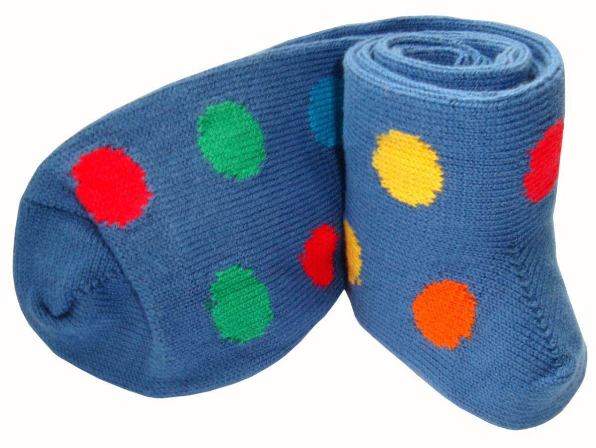 Men's Spotted Mid-Calf Socks - Blue & Multi-Color Casual Dress Socks for Work, Office & Everyday Wear