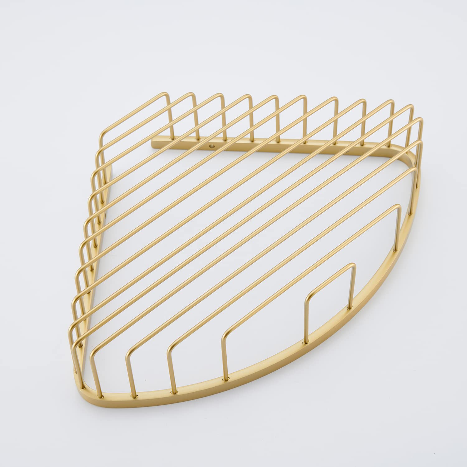 Stainless Steel Shower Caddy Corner Shelf - Rust-Proof Bathroom Organizer with Hollow Design, Wall Mounted Storage Rack for Shampoo, Soap & Bath Essentials - Brushed Gold Finish - Perfect for Small Bathrooms & Space-Saving Storage