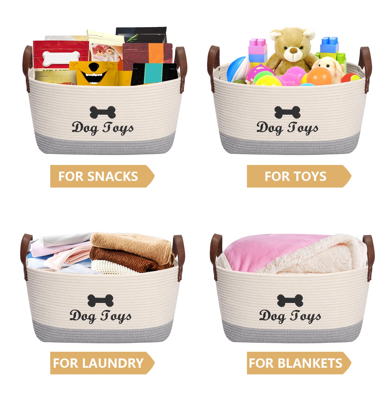 Extra Large Cotton Dog Toy Storage Basket - 16.5