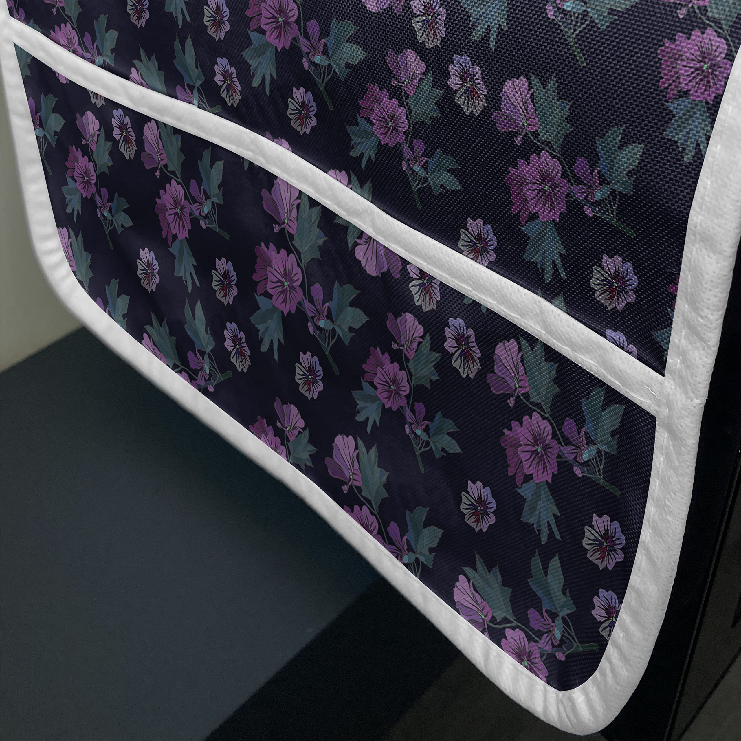 Ambesonne Floral Microwave Cover - Waterproof Kitchen Organizer with Pockets, Dark Purple Fuchsia Lily Poppy Flower Pattern (36