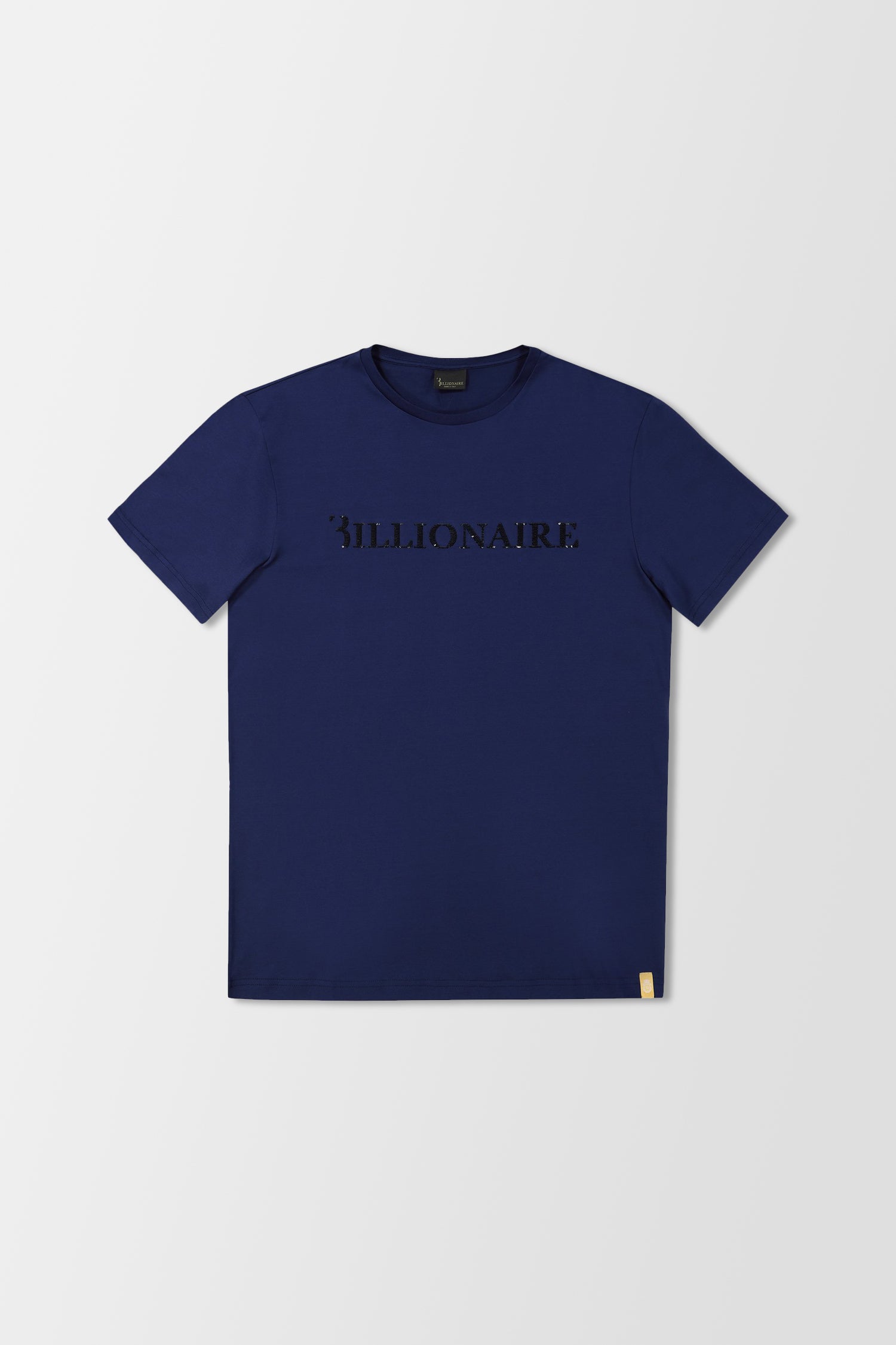 Billionaire Dark Blue Short Sleeve Round Neck T-Shirt with Logo - Casual Streetwear for Men, Perfect for Everyday Wear & Outings