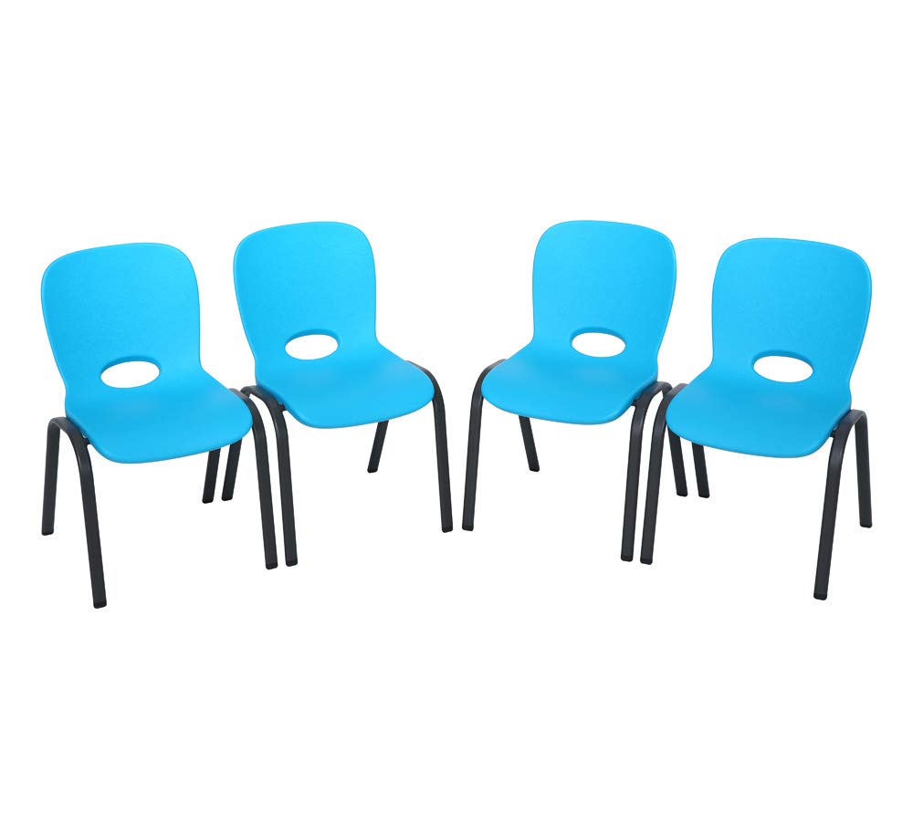 Lifetime 80472 Kids Stacking Chairs (4 Pack) - Durable Plastic Children's Chairs for Classroom, Playroom & Outdoor Use - Glacier Blue