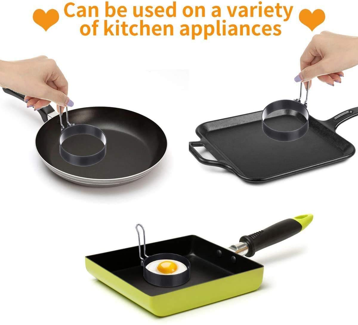 Non Stick Stainless Steel Egg Rings (2 Pack) - Perfect for Round Fried Eggs, Pancakes & Poached Eggs - 10.2cm Diameter - Ideal for Breakfast Cooking & Brunch Preparation