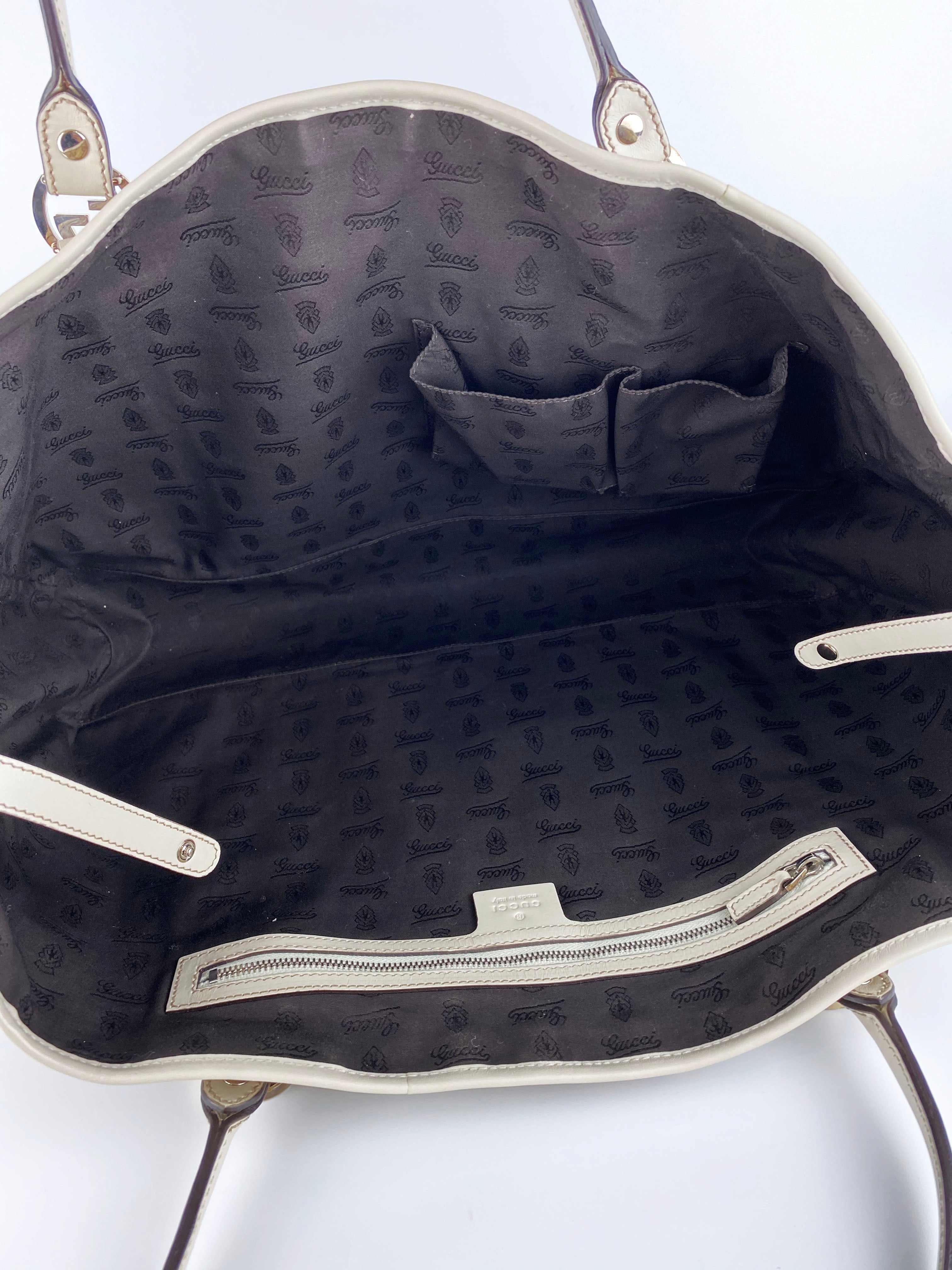 Gucci White Monogram Tote Bag for Women - Luxury Designer Handbag for Work, Travel & Everyday Use
