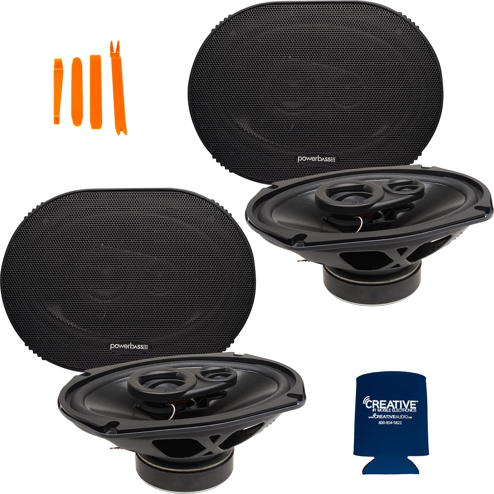 PowerBass S-6903 6x9 Inch 3-Way Coaxial Car Speakers - 2 Pairs OEM Replacement for Enhanced Audio - Perfect for Car Upgrades & Home Theater Systems
