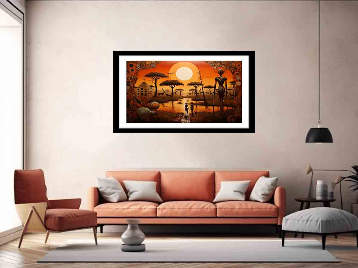 African Art Prints - Handmade Canvas Wall Decor for Living Room, Bedroom & Office | Tribal, Wildlife & Abstract Designs
