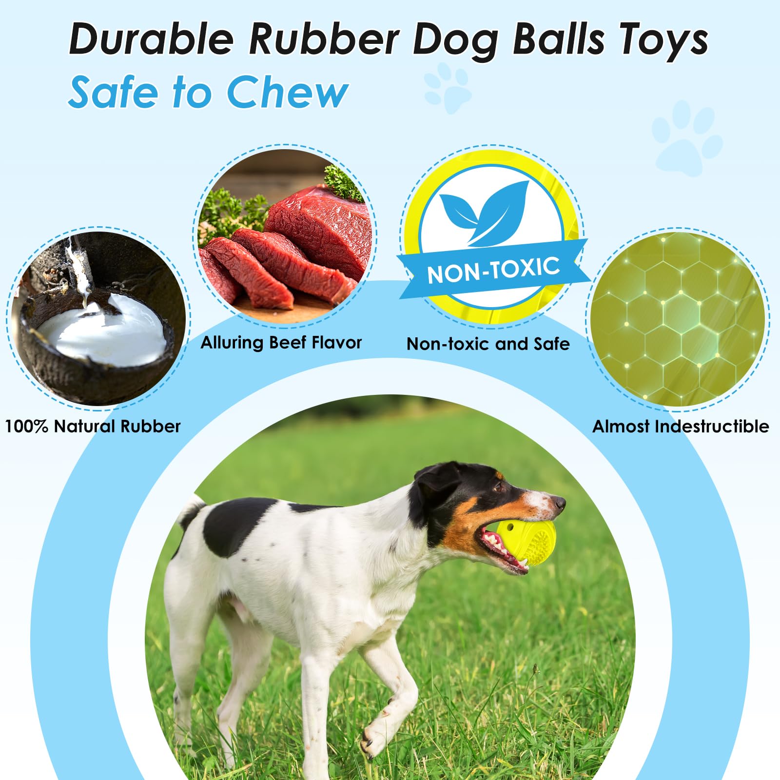 Indestructible Squeaky Dog Toys for Aggressive Chewers - Tough Chew-Proof Balls for Large & Medium Breed Dogs | Interactive Outdoor Pet Play & Training Gifts for Puppies & Adult Dogs