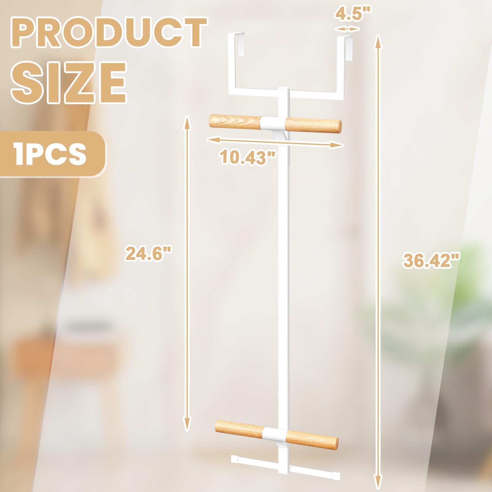 Briwooody Over The Door Backpack Hanger - 2 Tier Metal Storage Rack for School Bags, Closet & Bedroom Organization - Easy Install White Hook for Space Saving (Perfect for Dorm, Kids Room & Small Spaces)