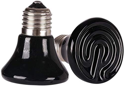 50W 2-Pack Ceramic Heat Emitter Bulb - Infrared Reptile Heating Lamp for Bearded Dragons, Turtles, Snakes, Lizards & Chicken Coops - No Light Emission, Safe for Pets - Perfect for Terrariums, Aquariums & Brooder Boxes (50W-2PACK)