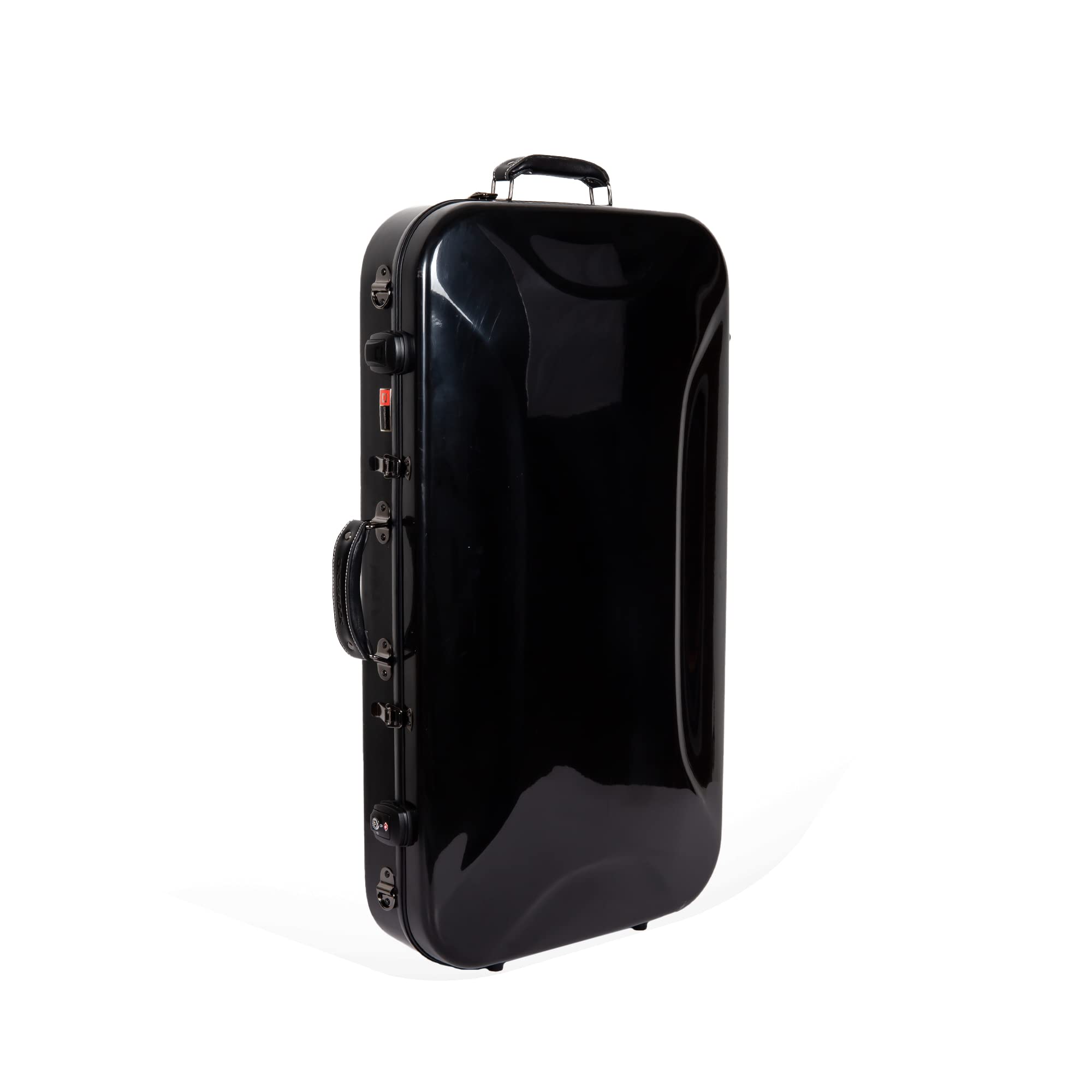 Crossrock Fiberglass Double Mandolin Case for A & F-Style Mandolins – Holds 2 Instruments | Black Gloss Finish, TSA Lock, Backpack Straps – Professional Travel Series | Perfect for Musicians, Bands & Airline Travel