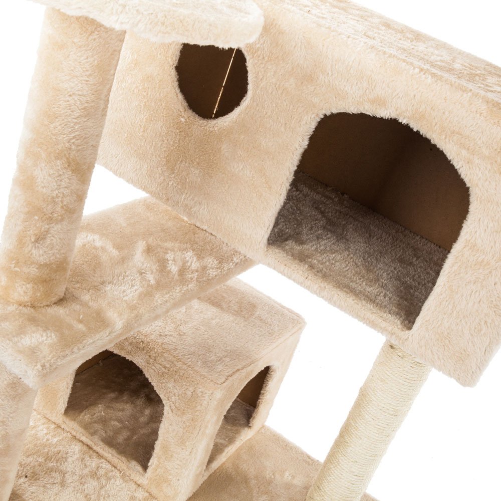 Premium Cat Tree for Kittens - Multi-Level Cat Climb Tower with Scratching Posts & Cozy Pet Bed - Beige Cat Furniture for Indoor Play & Relaxation | Perfect for Small Spaces & Active Cats