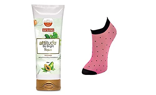 Amway Attitude Be Bright Herbals Face Wash 100ml & Women's Thin Socks Free Size Assorted Colors - Gentle Cleansing for Glowing Skin & Comfortable Daily Wear for Work, Gym, and Casual Outfits