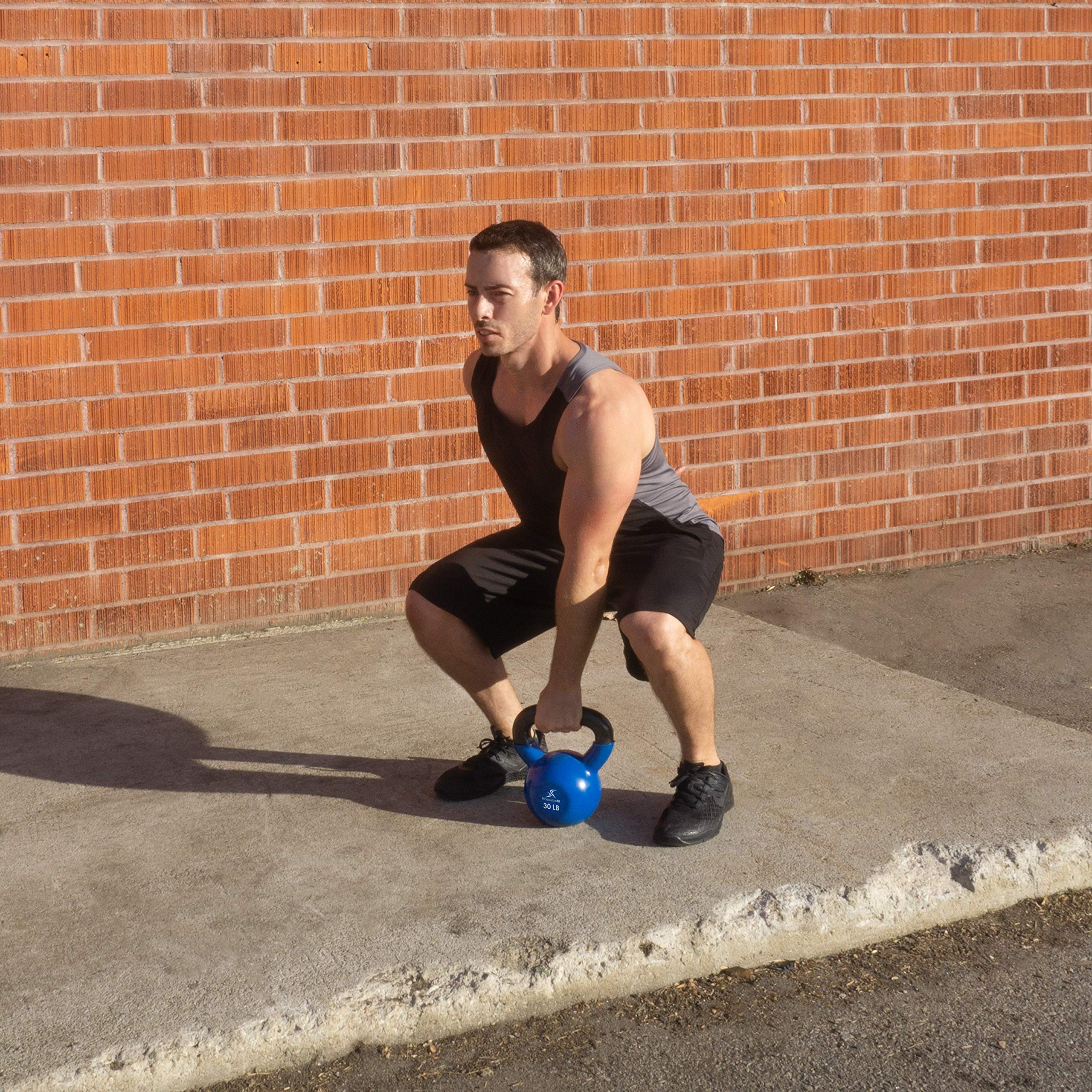ProsourceFit Vinyl Coated Cast Iron Kettlebells - 5-50 lbs Weight Set for Strength Training, HIIT, CrossFit & Home Gym Workouts - Perfect for Full Body Fitness, Muscle Building & Cardio Exercises