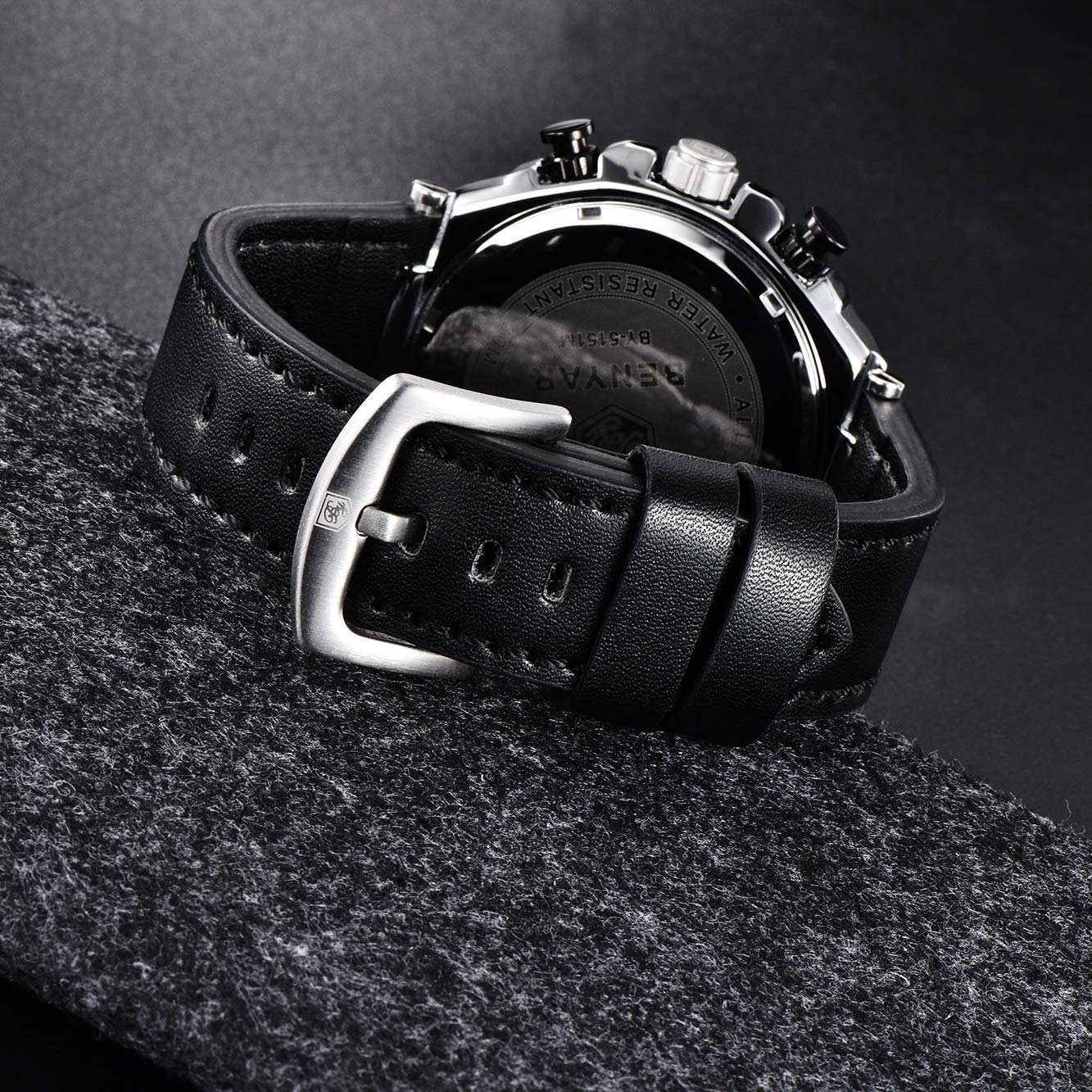 BENYAR Men's Chronograph Date Waterproof Sports Watch - Leather Strap Business Wristwatch for Office, Outdoor & Casual Wear