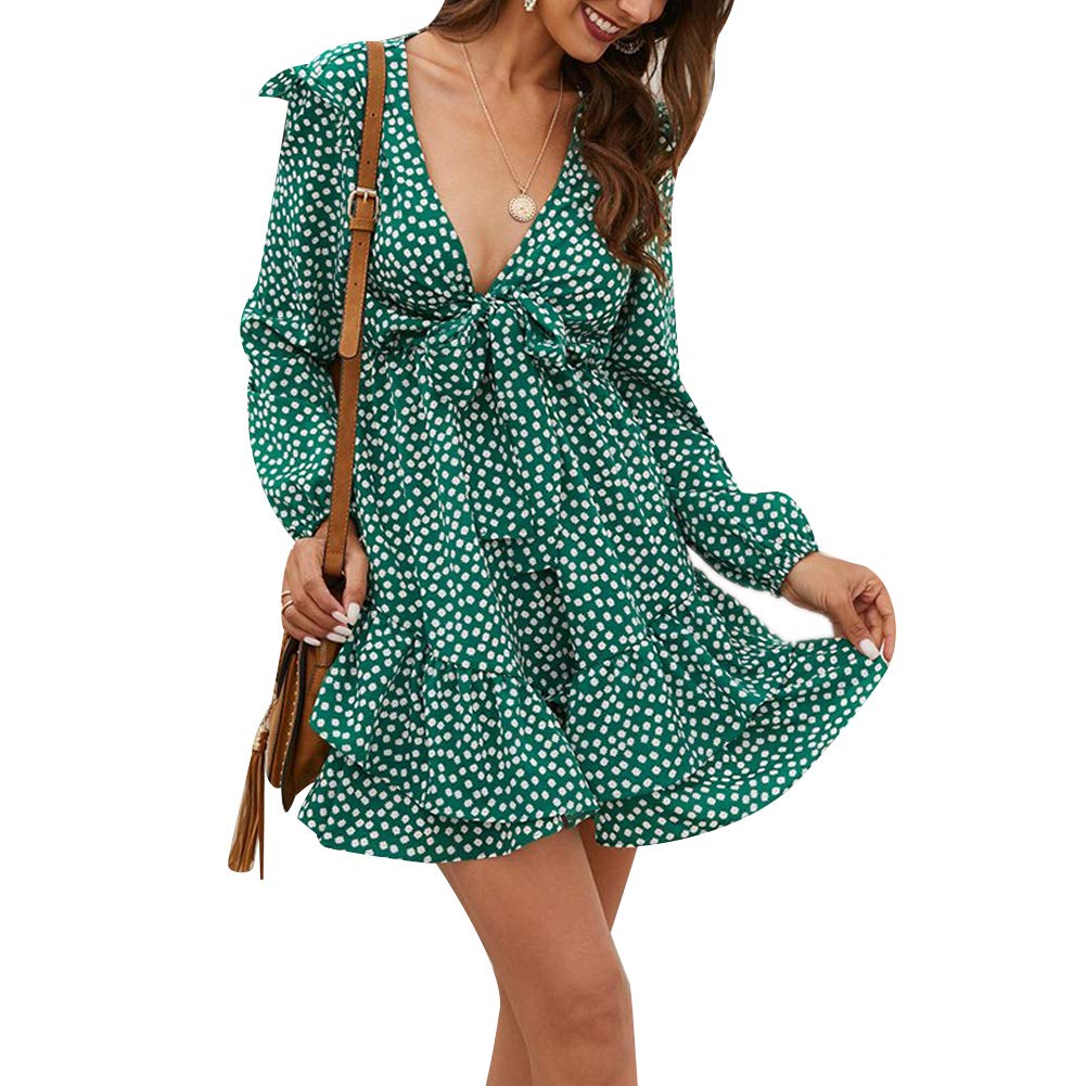 Women's Floral Print Mini Dress - Boho Wrap Sundress for Summer & Holiday | Perfect for Beach, Vacation & Casual Outings