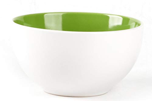 16-Piece Stoneware Dinnerware Set - White Exterior & Bamboo Interior - Elegant Coupe Shape for Everyday Dining & Entertaining