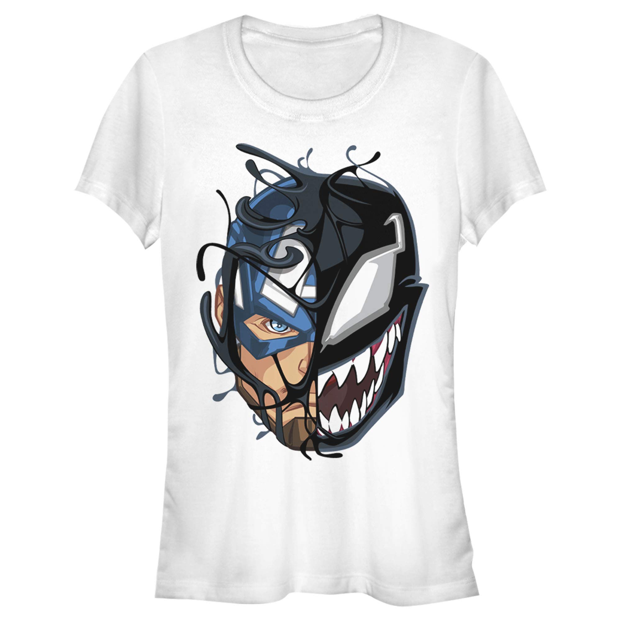 Marvel Junior's Captain America Venom Mask Symbol T-Shirt for Kids | Superhero Graphic Tee | Boys & Girls Casual Wear | Birthday Gift & Cosplay Costume