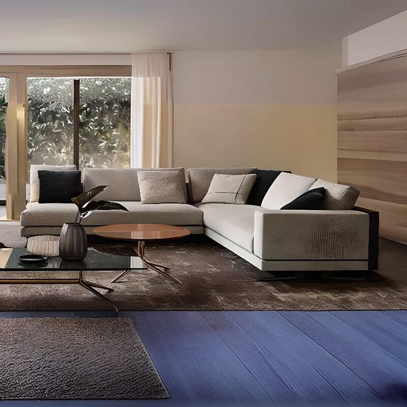 L-Shaped Left/Straight Corner Sectional Sofa with Stain-Resistant Fabric, Pillow Back, Sponge Filling & Square Arms - 1 or 2 Piece Set for Living Room, Lounge or Home Theater Comfort