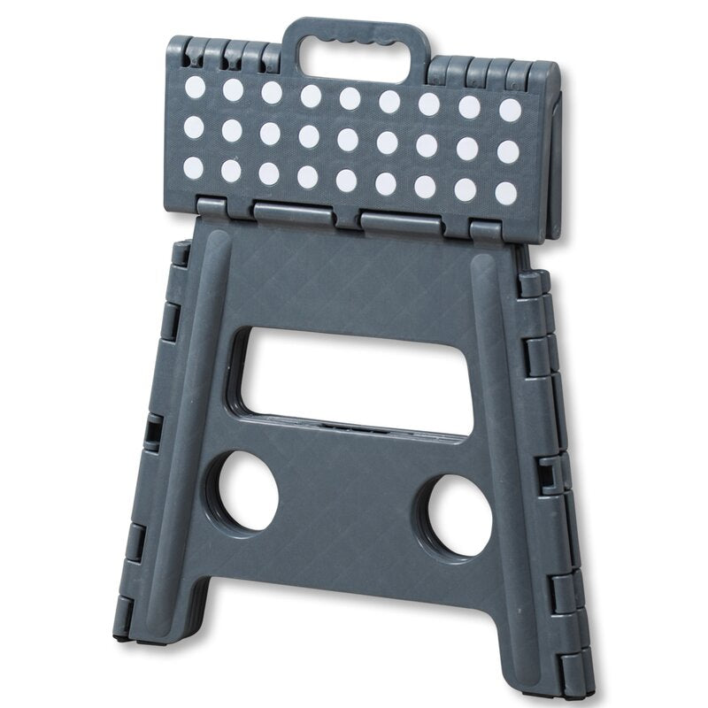 Foldable Step Stool with Non-Slip Surface - White & Grey - Perfect for Kitchen, Bathroom, and Home Storage Use