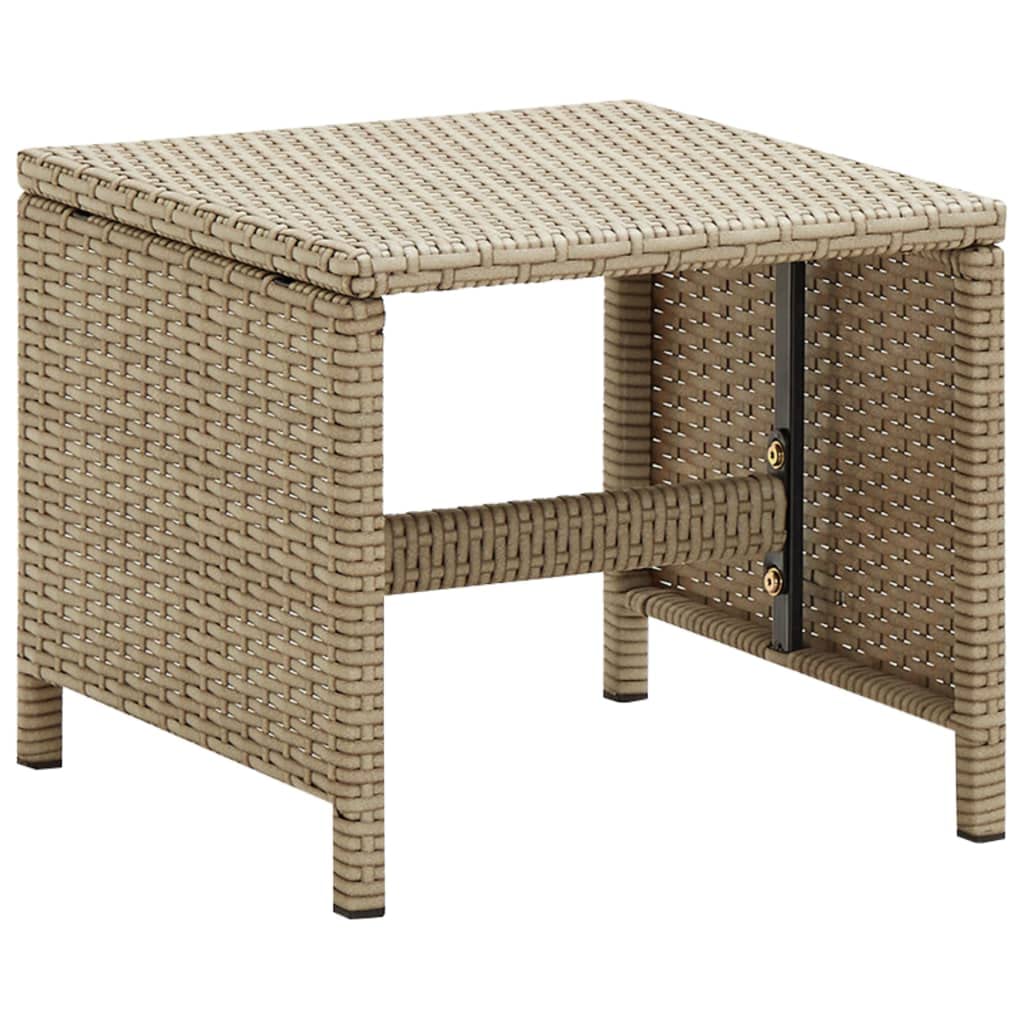 vidaXL Outdoor Patio Stools with Cushions - Set of 2 - Beige Poly Rattan & Durable Steel Frame - Modern Comfortable Design for Garden, Poolside, and Patio Relaxation