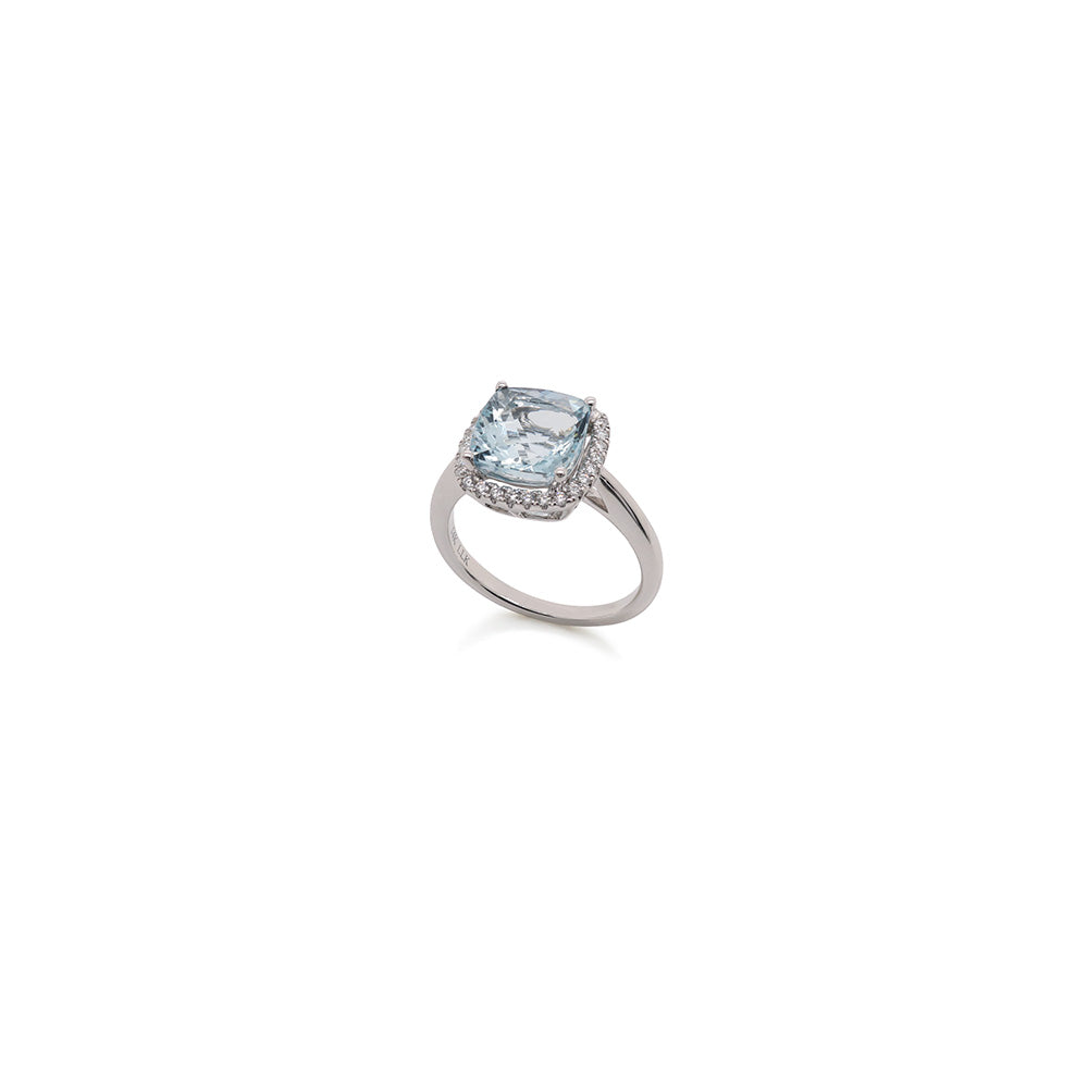 14K White Gold Cushion Cut Aquamarine Ring - Elegant March Birthstone Jewelry for Women, Perfect for Engagement, Anniversary & Special Occasion Gifts