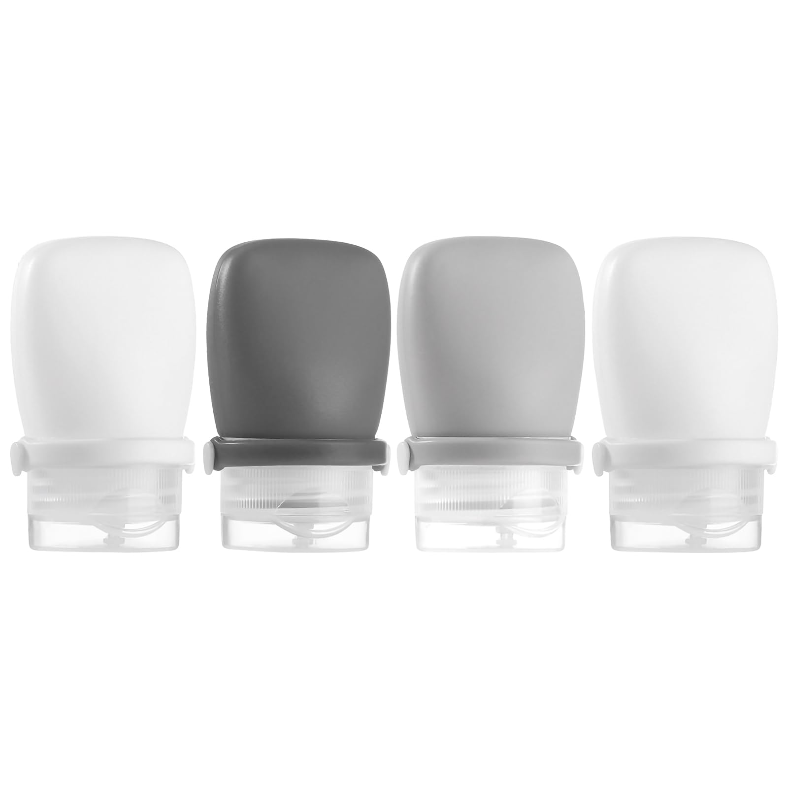RONRONS 1oz Silicone Travel Bottles - TSA Approved Leak Proof Squeeze Containers for Shampoo, Conditioner, Toiletries, Sauces & Salad Dressings (4 Pack) - Perfect for Travel, Camping, Gym & Home Use