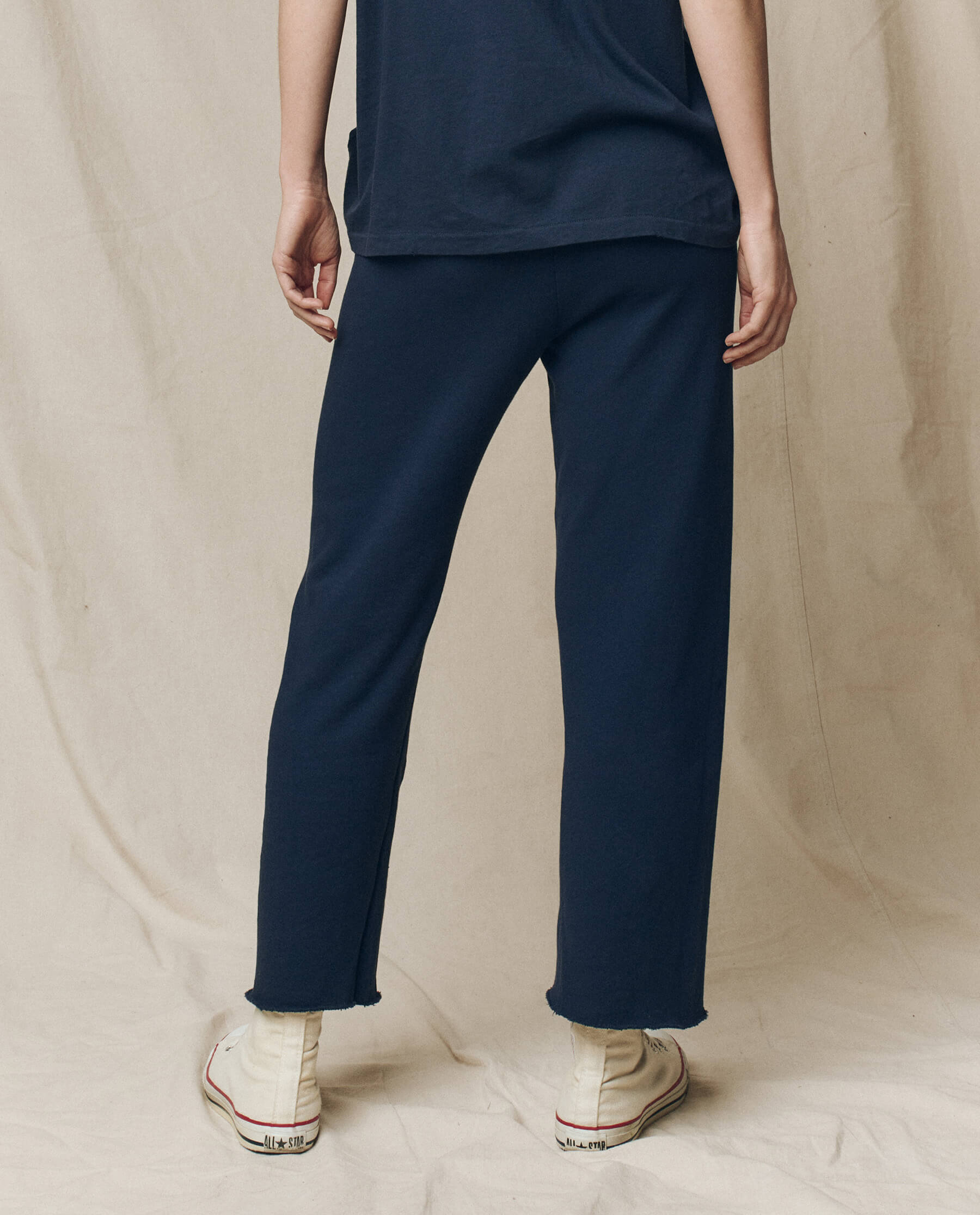 Women's Wide Leg Cropped Sweatpants - True Navy - Comfortable Lounge Pants for Yoga, Running & Casual Wear