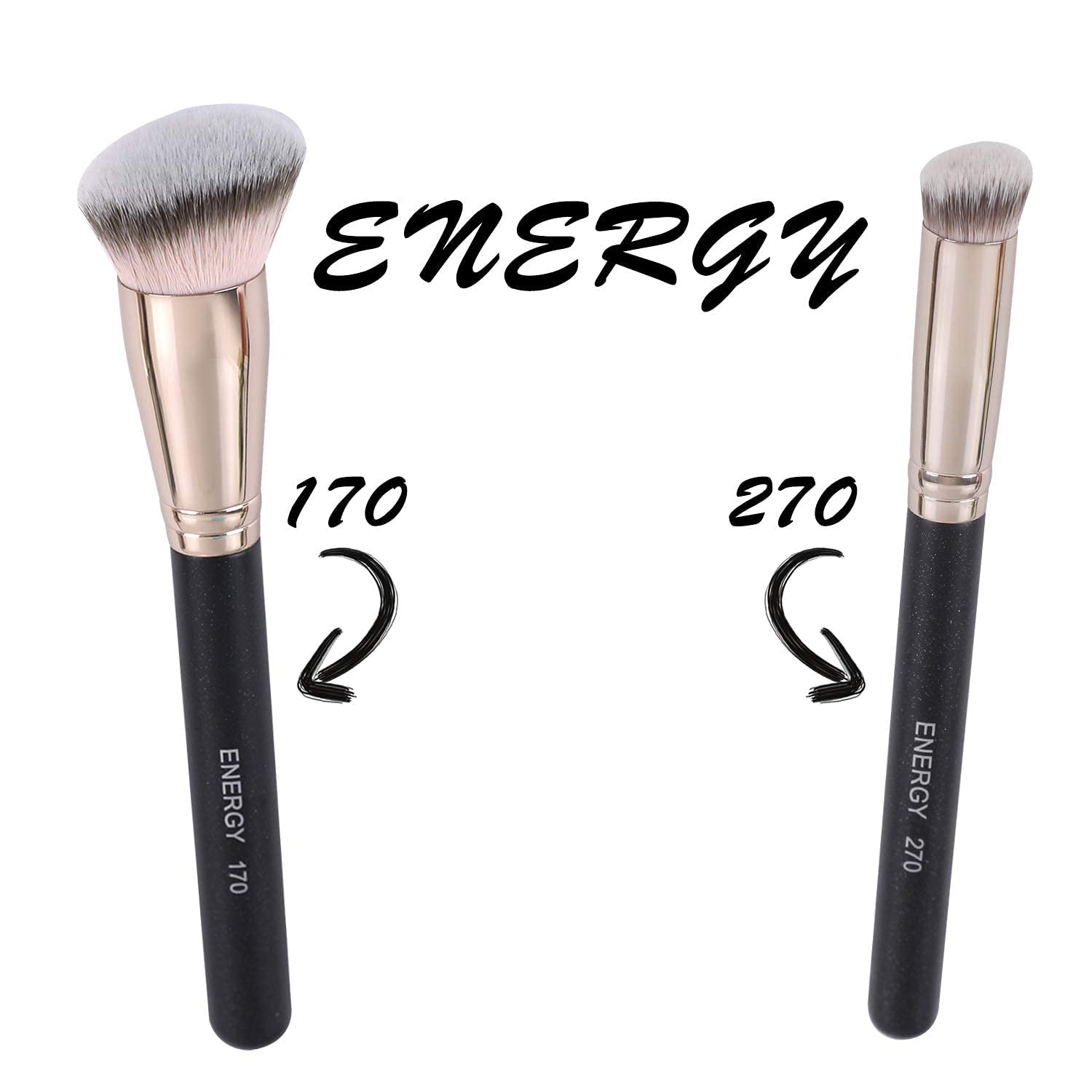 ENERGY Large Angled Flat Top Foundation Brush for Liquid Makeup - Professional Makeup Brush Set with Ergonomic Handle (Ideal for Foundation, Concealer & Cream Blush Application) - Perfect Gift for Women & Makeup Lovers