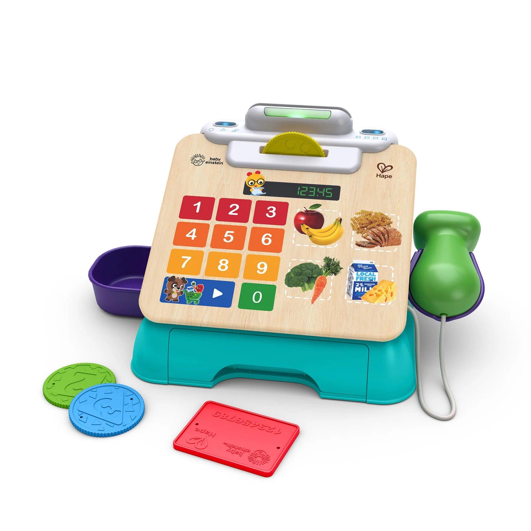 Baby Einstein HAPE Magic Touch Wooden Cash Register Toy - Pretend Play Shopping Set for Kids Ages 3+ | Perfect for Role Play, Math Learning & Imaginative Play at Home or Preschool