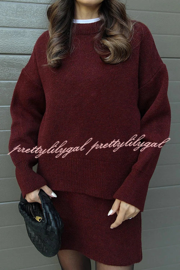Stylish Solid Color Preppy Knit Top & Stretch Mini Skirt Set - Casual Outfit for Women | Perfect for School, Work & Weekend Outings