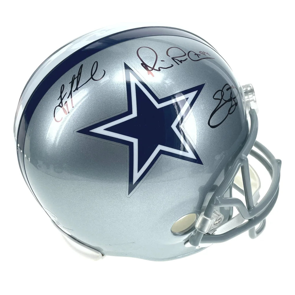 Authentic Dallas Cowboys Triplets Signed Helmet - Emmitt Smith, Troy Aikman & Michael Irvin Autographed Football Memorabilia - Perfect for Cowboys Fans, Sports Collectors and Man Cave Decor
