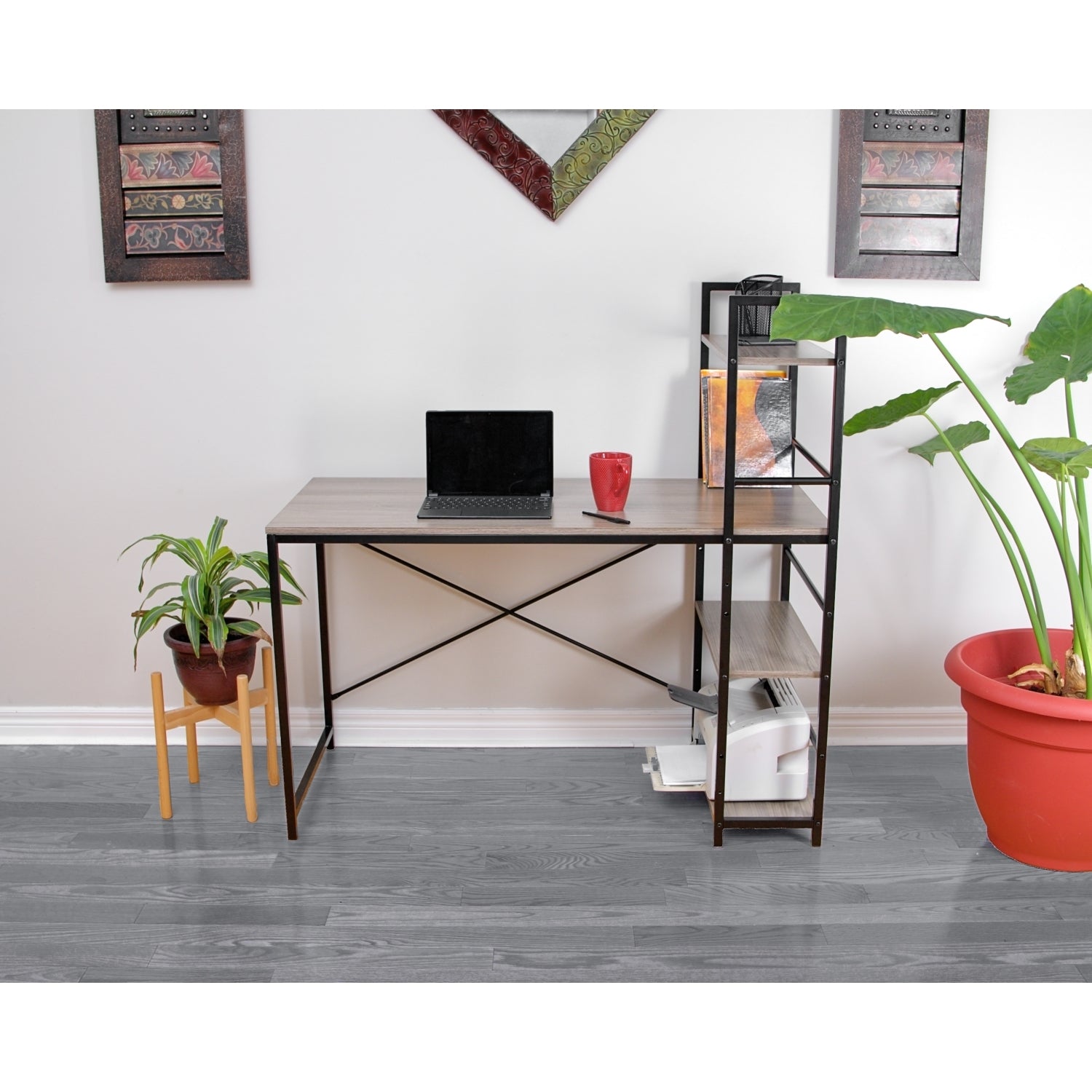 1907B Modern Office Computer Desk in Smoke Grey - Ergonomic Workstation for Home & Office Use, Perfect for Remote Work & Study