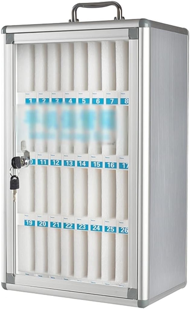 Lockable Wall Mounted Cell Phone Storage Cabinet - Secure Phone Holder Box with Carry Handle for Schools, Offices & Retail Stores (36 Slots)