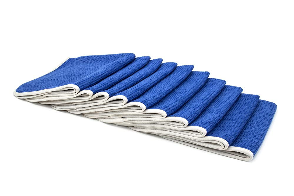 No Streak Freak Premium Microfiber Waffle Weave Window & Mirror Cleaning Towels - 16x16 Inch, 10-Pack Blue - Streak-Free Shine for Windows, Mirrors, Glass & Car Windshields