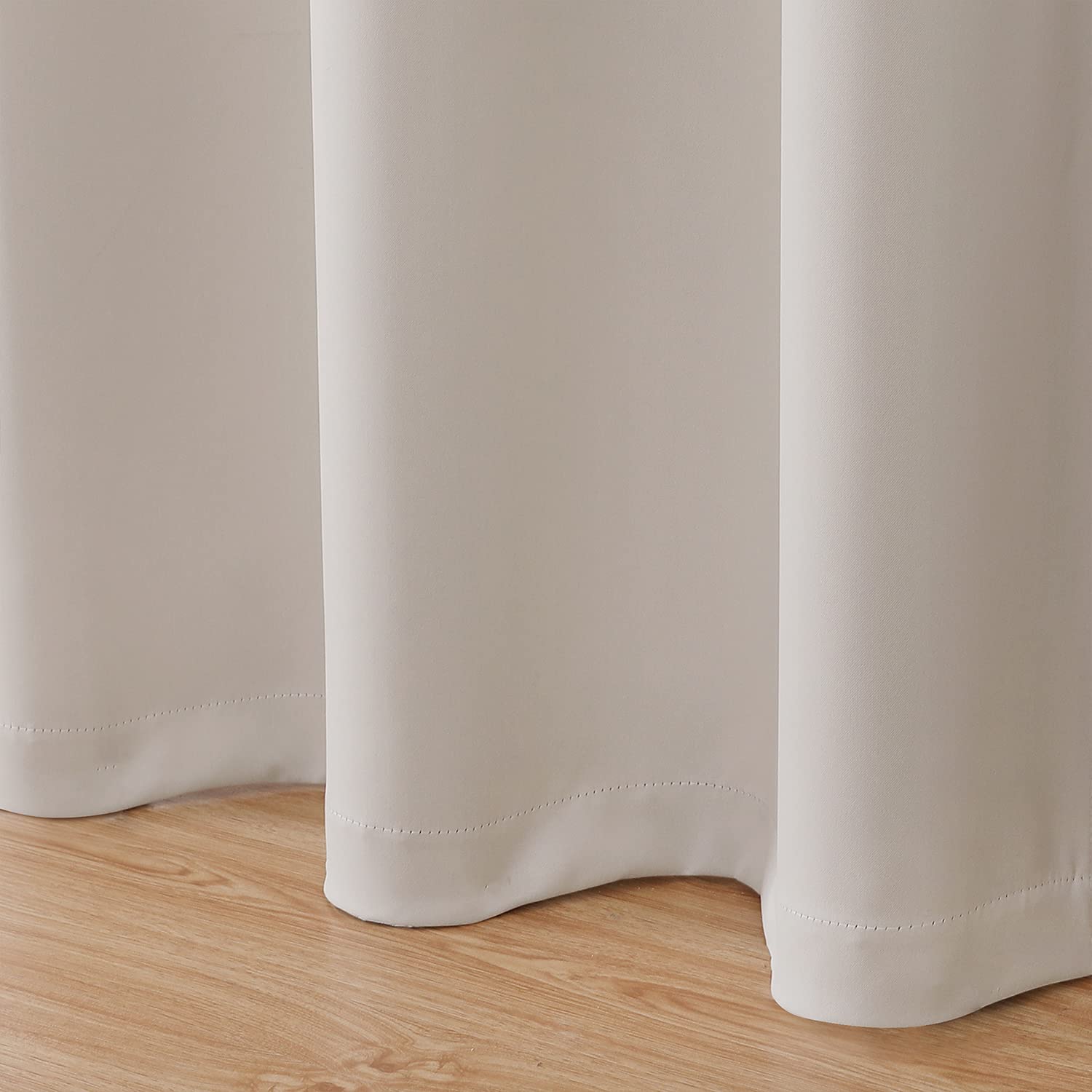 Fire Resistant Curtains for Hotel & Hospital - Light Beige 52 x 108 Inches - 1 Panel Blackout Drapes for Privacy & Safety