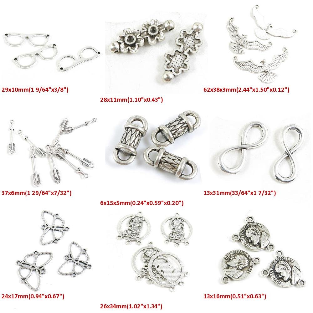 31 Pieces Antique Silver Tone Jewelry Making Charms Set - Benedictus, Bishop, Pharaoh, Butterfly, Infinity & More for DIY Bracelets, Necklaces & Craft Projects