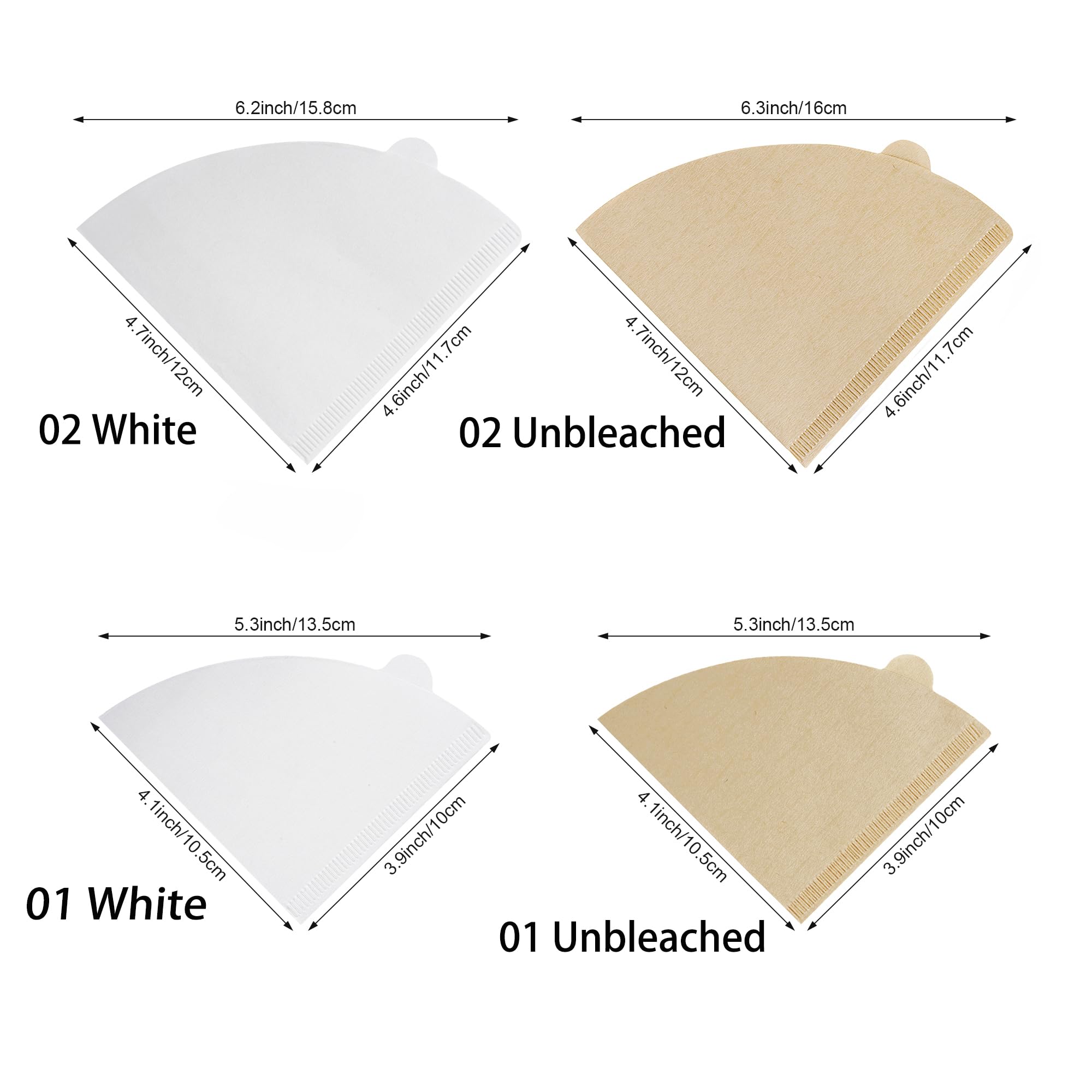 300 Counts Unbleached Natural Paper Cone Coffee Filters - No.2 V60 Pour Over Coffee Filters for 2-4 Cups | Perfect for Home Brewing, Office Use & Specialty Coffee Preparation