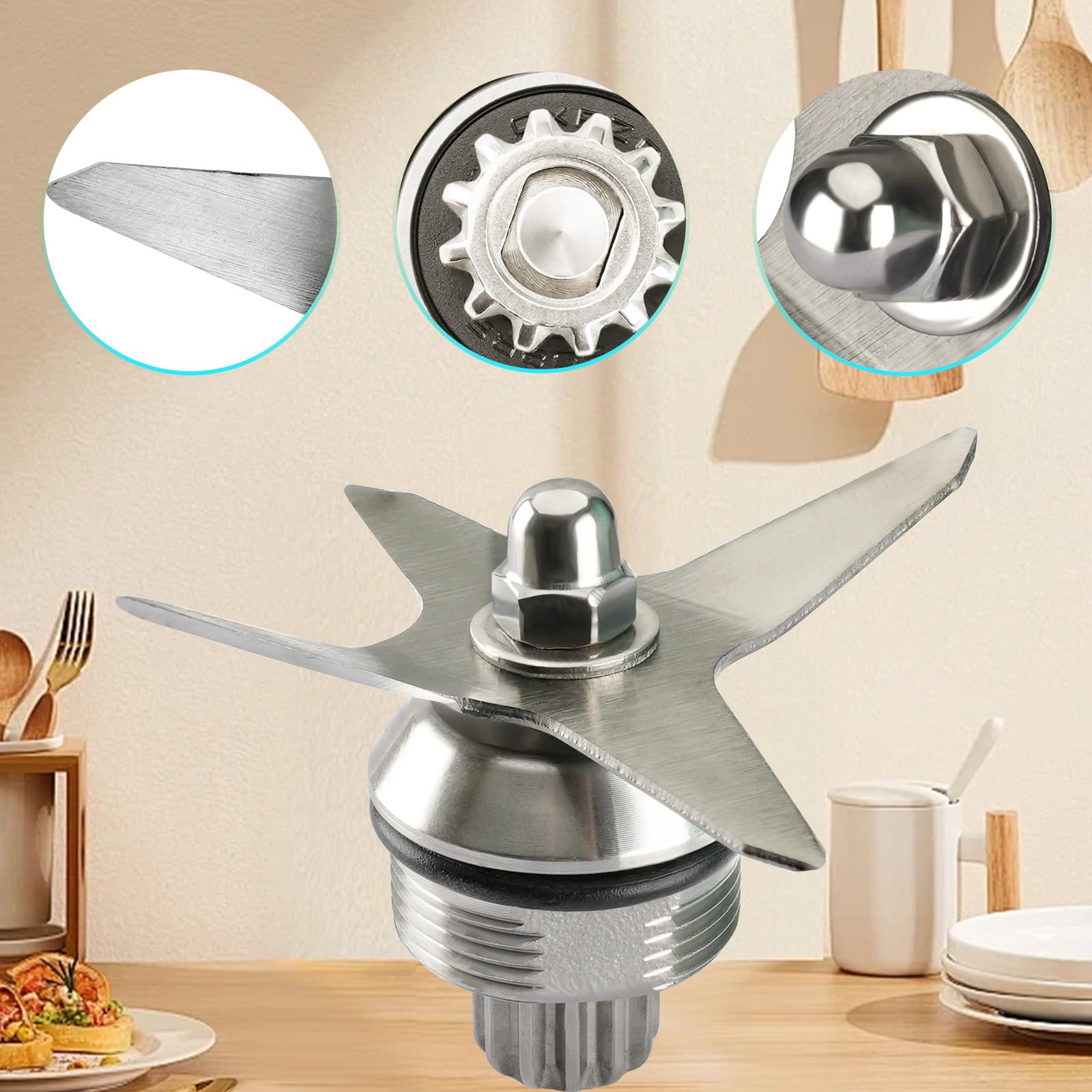 Vitamix 5200 6300 Wet Blade Replacement with Tamper Holder & Disassembler - Perfect for Smoothies, Soups & Nut Butters