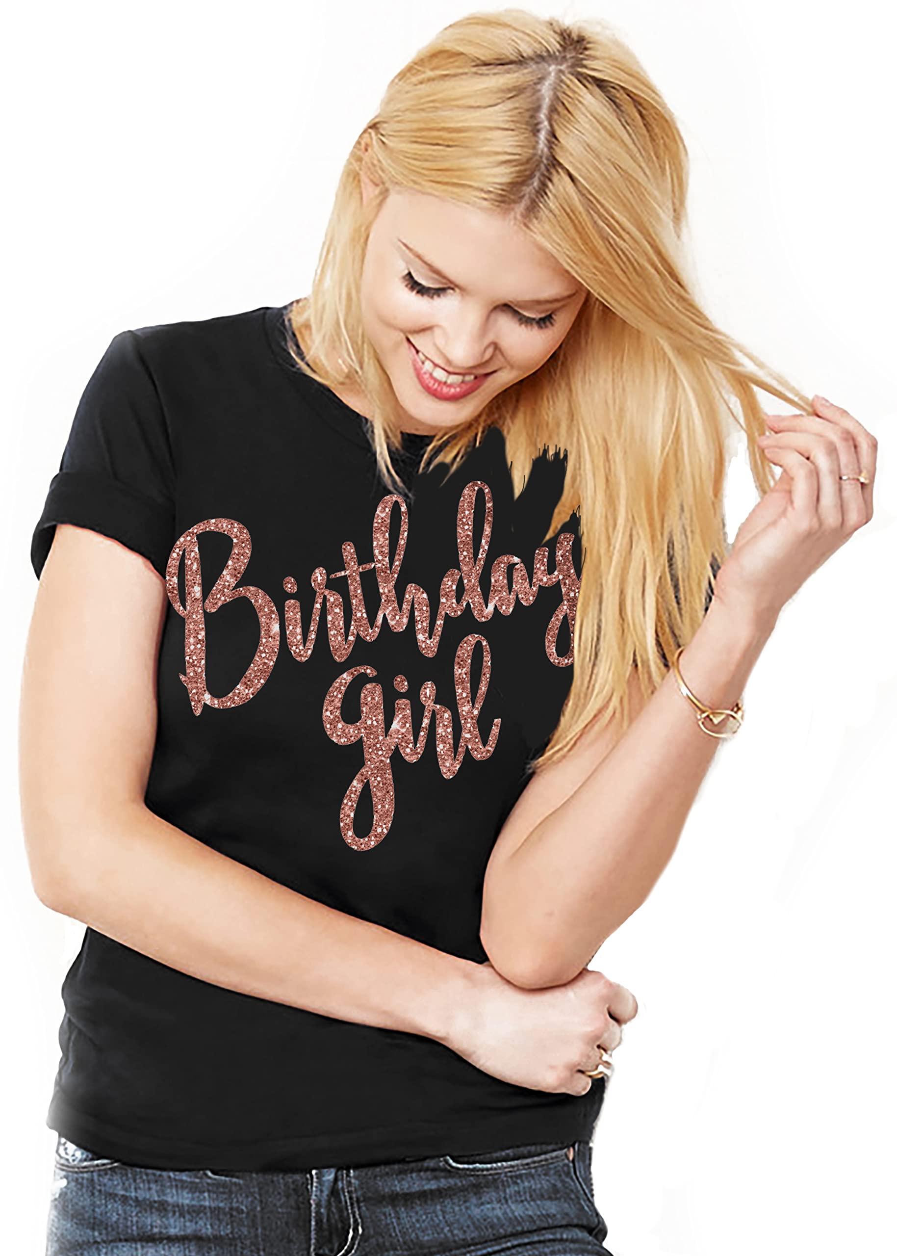 Rose Gold Birthday Shirt for Women - Cute Birthday Squad T-Shirts - Perfect for Birthday Parties & Girls Night Out