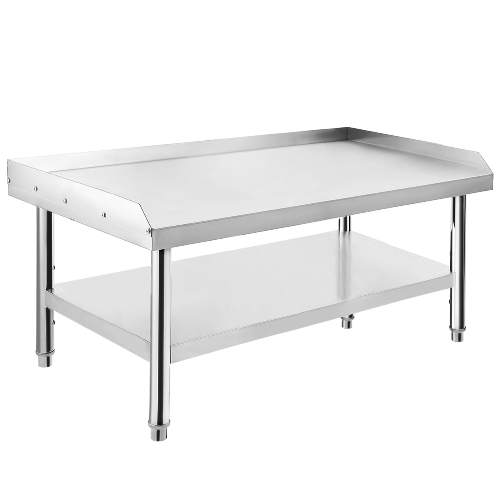 Heavy Duty Stainless Steel 36x30x24 inch Commercial Grill Stand Table - 1000 lbs Capacity Top Shelf, 220 lbs Bottom Shelf, Adjustable Legs with 2